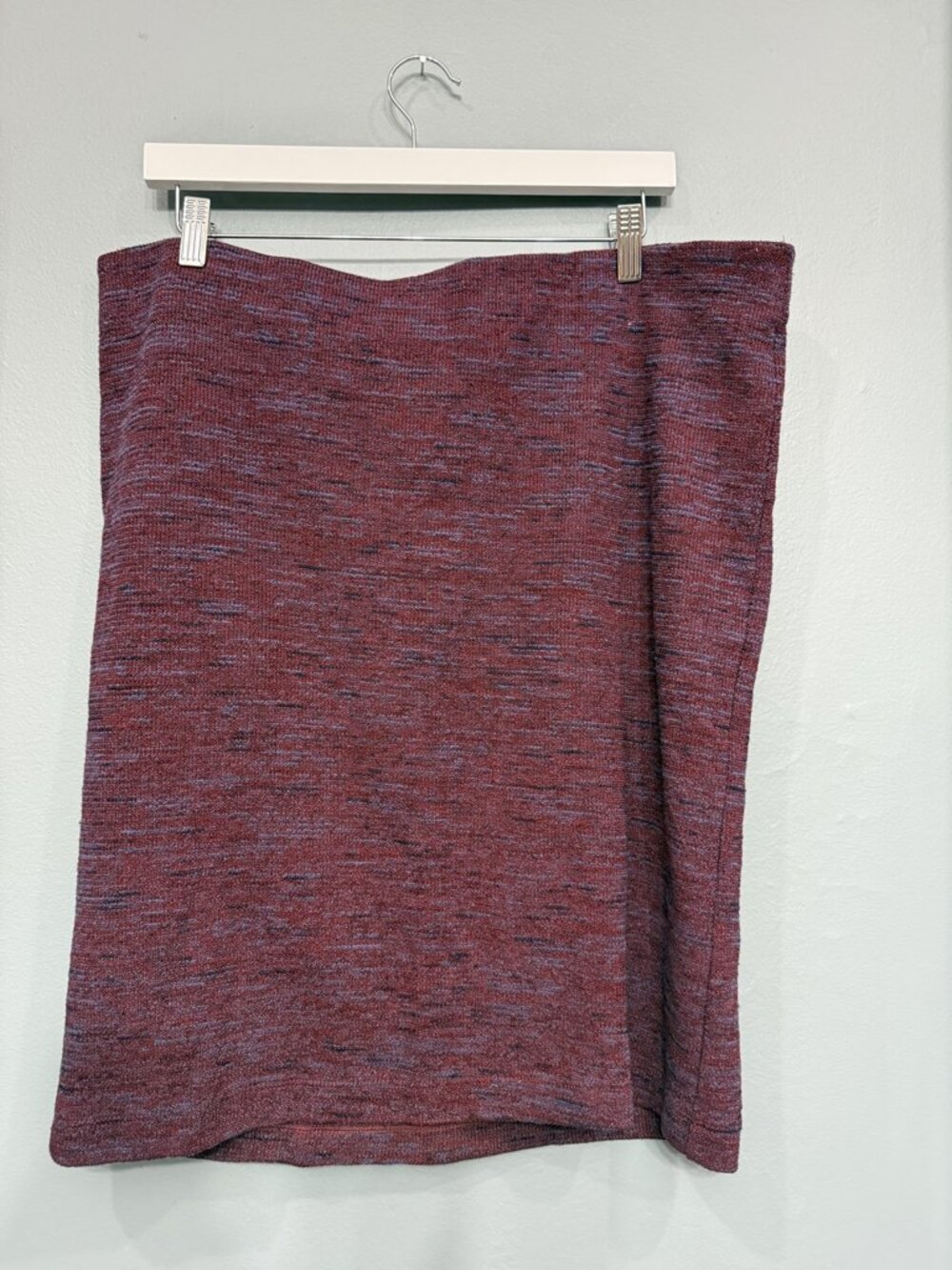 LOFT Burgundy Purple Marled Knit Stretch Pull On Pencil Skirt Size XL